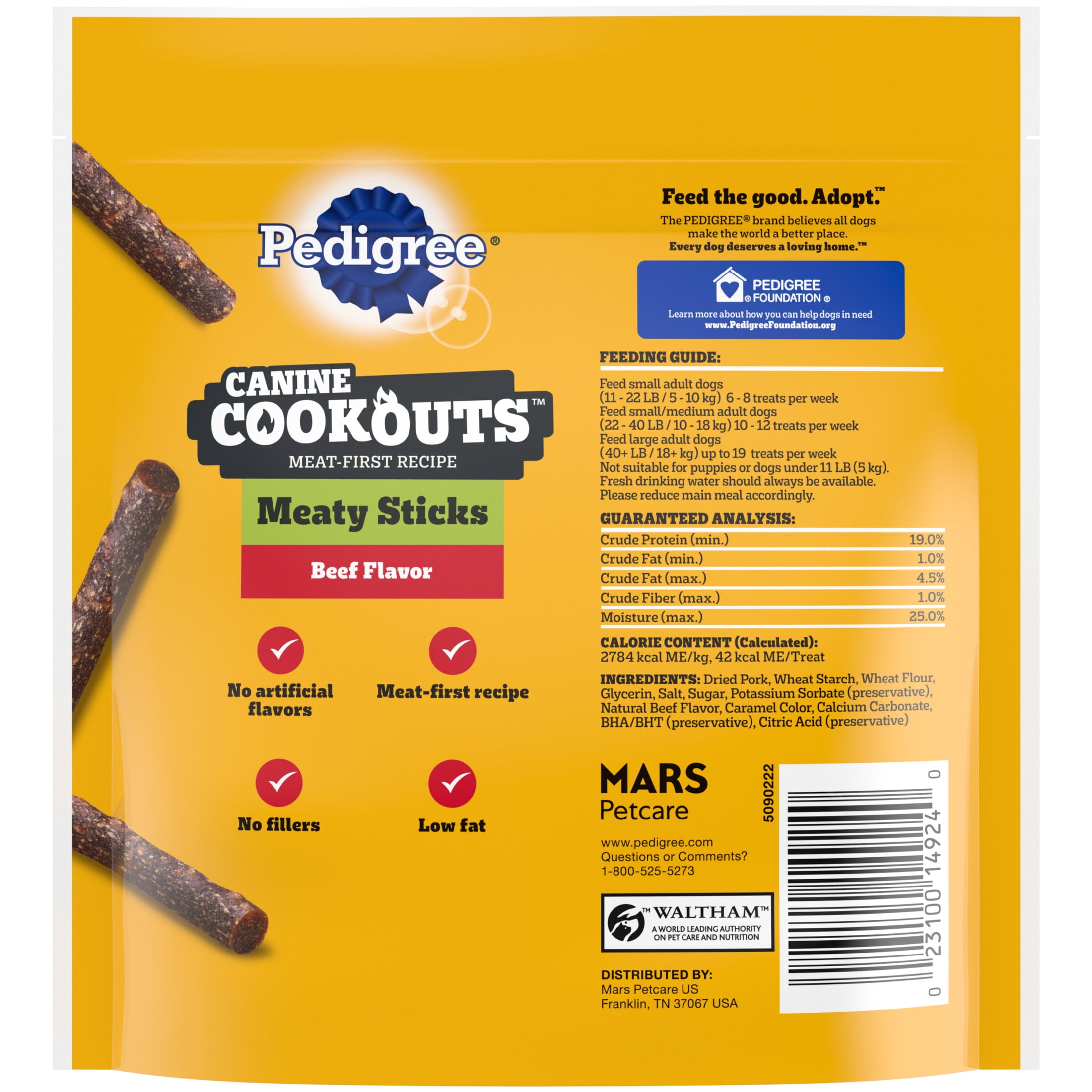 Pedigree Canine Cookout Soft Dog Treats, Beef Flavored Meaty Sticks, 5.36 Oz Bag