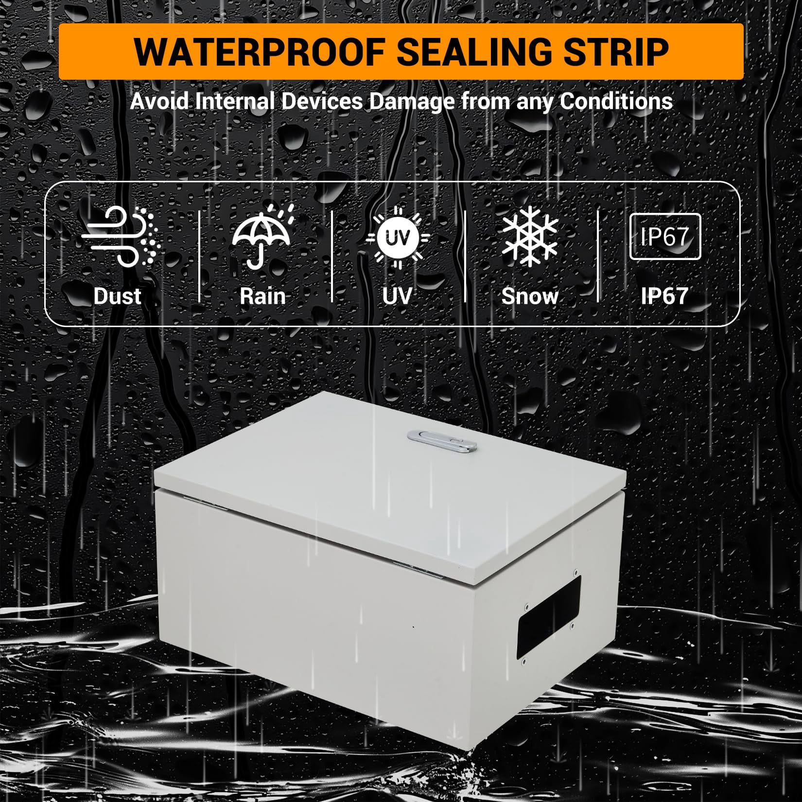 Kojooin Lockable Outdoor Electrical Box, NEMA 4X Steel Enclosure, IP67 Waterproof Dustproof Junction Box with Mounting Plate and Key for Indoor Outdoor