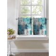 thumbnail image 3 of Teal Grey Half Window Curtains 24 Inches Long, Abstract Art Oil Painting Modern Geometric Window Treatment Curtain Drapes, Short Curtains Tiers for Kitchen Over Sink, 27.5"x24", 2 Panels, 3 of 7