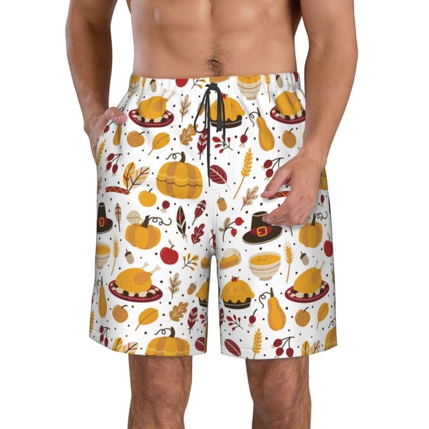 Fotbe Thanksgiving Trajes de Baño Estampados para Hombre, Shorts de Verano de Secado Rápido, Ropa de Playa, Bañadores-XX-Large