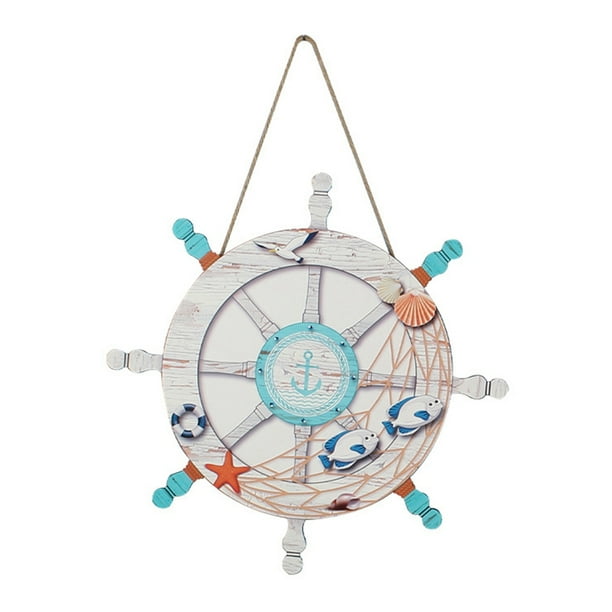 Wooden Nautical Hanging Decorations Ship Steering Wheel Wall Hanging