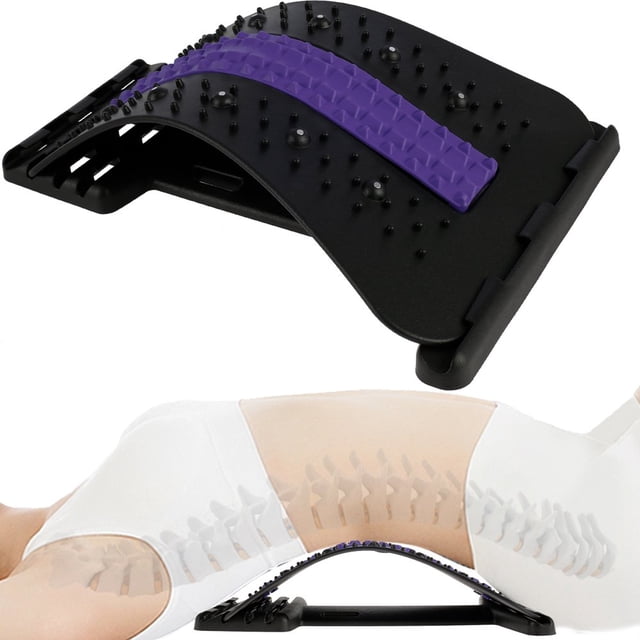 Stretcher with 3 Adjustable Arch Levels Back Massager with Silicone Strip & Magnet Points Back Trainer Lumbar Support Pain Relief Device for Relieving Back Pain