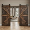 thumbnail image 2 of Coast Sequoia 76 in x 84 in K Series DIY Knotty Wood Double Sliding Barn Door With Hardware Kit (Kona Coffee), 2 of 5