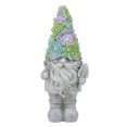 thumbnail image 4 of Wonder Garden 13"H Garden Gnome Statue with Solar LED Light, Outdoor Resin Figurine Cute Flocked Gnome Garden Decor for Outside Patio, Grey, 4 of 7