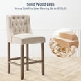 thumbnail image 4 of BELLEZE Counter Height Bar Stools for Kitchen Island Set of 2, Wingback Counter Stools Button Tufted Upholstered Fabric Barstools Island Chairs Farmhouse High Back Dining Room Chairs -Calila (Natural), 4 of 7