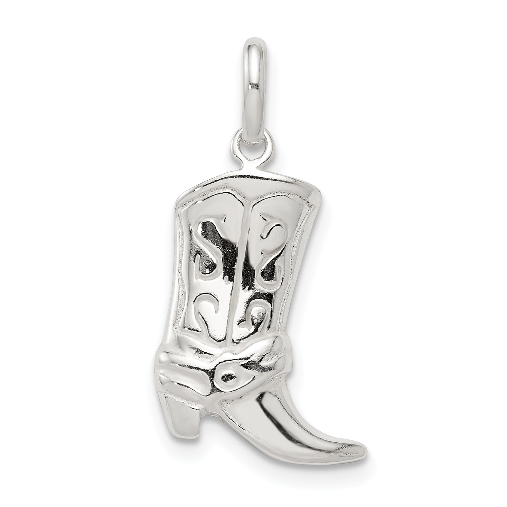 Sterling Silver Cowboy Boot Texas CZ Womens Necklace Set 