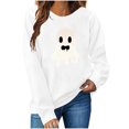 thumbnail image 6 of Women's Pumpkin Sweatshirts Color Block Fall Halloween Hoodie Lightweight Long Sleeve Pullover Tops Purple, 5XL, 6 of 6
