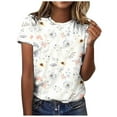 thumbnail image 2 of Women's Boho Flowers T Shirts Graphic Tees Summer Tops Wildflower Floral Shirt Short Sleeve Casual Loose Fit Shirt, 2 of 5