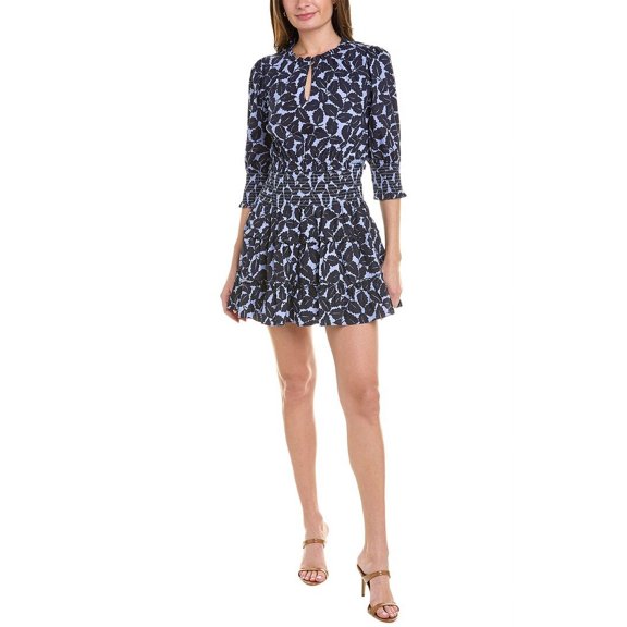 Sail to Sable womens Smocked Waist Mini Dress, L, Blue