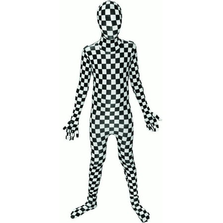 black and white check kids morphsuit costume - size large 4'-4'6 (120cm-137cm)