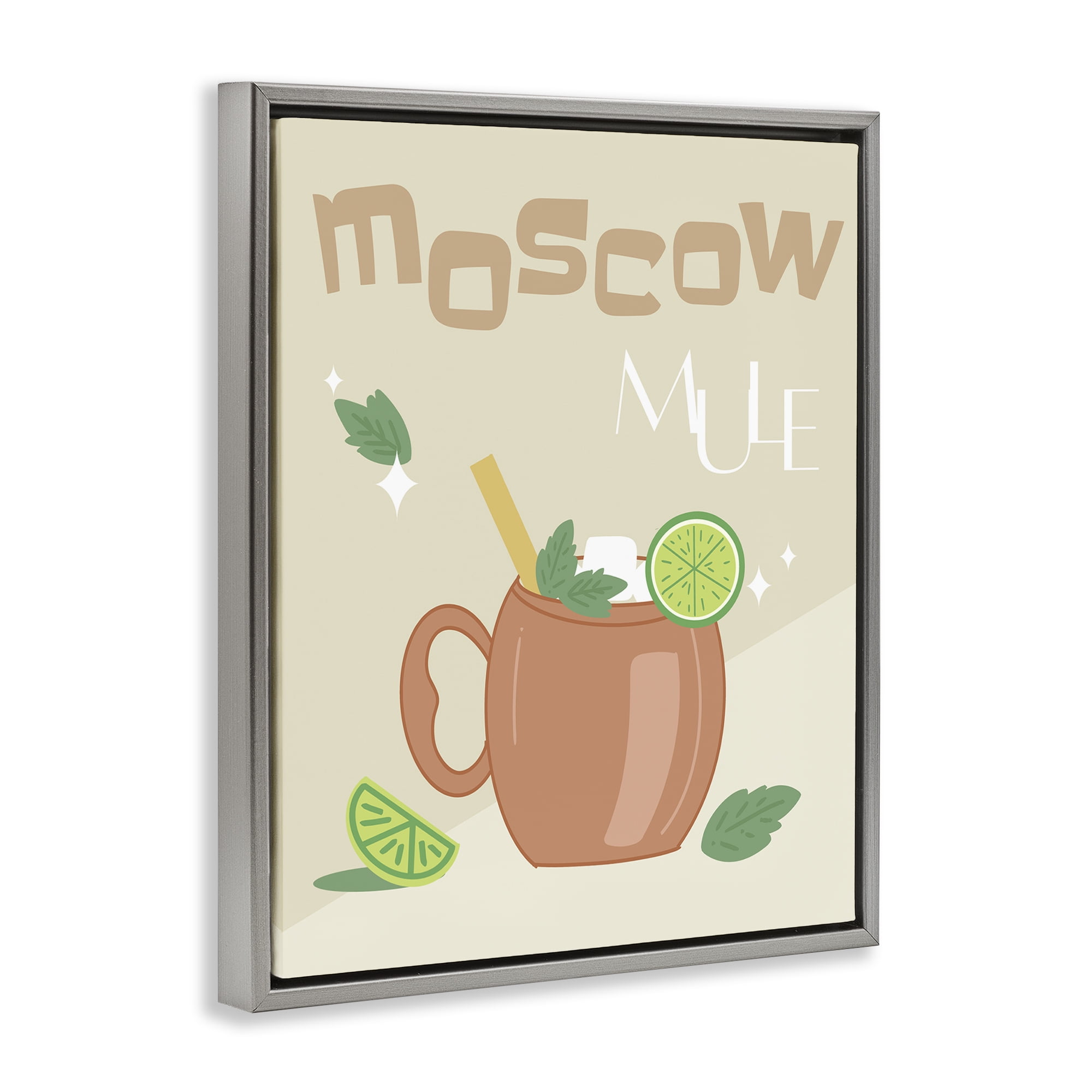 Stupell Industries Moscow Mule Typography Food & Beverage Painting Gray Floater Framed Canvas Art Print Wall Art, 17 x 21