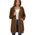 thumbnail image 5 of Lumtrix Long Hoodies for Women Zip Up Tunic Sweatshirt Cute Fall Jackets | Oversized Sweatshirt Travel Hoodie Lightweight Workout Jackets Brown M, 5 of 7