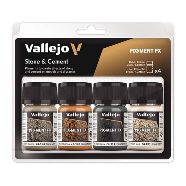 Set de Pigmentos Vallejo Pigment FX Efecto Piedra y Cemento 4x35 ml