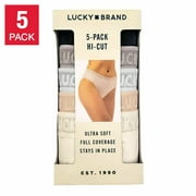 Lucky Brand Women's Hi Cut 5 Pack Ultra Soft Full Coverage Panties Multi Size S