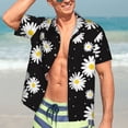 thumbnail image 4 of Uemuo Daisies Flowers Printed Regular Fit Short Sleeve Casual Hawaiian Shirt for Men,Aloha shirt,Tropical shirt,Floral print shirt,Vacation Beach shirt-X-Large, 4 of 9