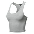 thumbnail image 2 of A2Y Women's Basic Cotton Casual Scoop Neck Cropped Racerback Tank Tops Heather Grey S, 2 of 5