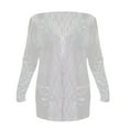 thumbnail image 3 of Jxximdong Women Blouses, Elegant Solid Color Hollow Pocket Women's Cardigan Jacket, White Daily Dresses for Women, 3 of 5