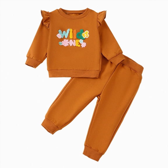 TOWED22 Infant Toddler Baby Girl 2 Piece Fall Winter Clothing Set Fall Winter Long Sleeve Sweatshirt Pants Outfits(Yellow,0-6 M)