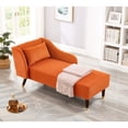 thumbnail image 2 of Fashionable Design with Tilted Backrest and Curved Armrests - Cozy Home Embellishment Orange Velvet Chaise Lounge Chair, 2 of 6