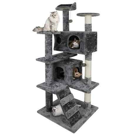 Zeny 52-in Cat Tree & Condo Scratching Post Tower, Navy Blue