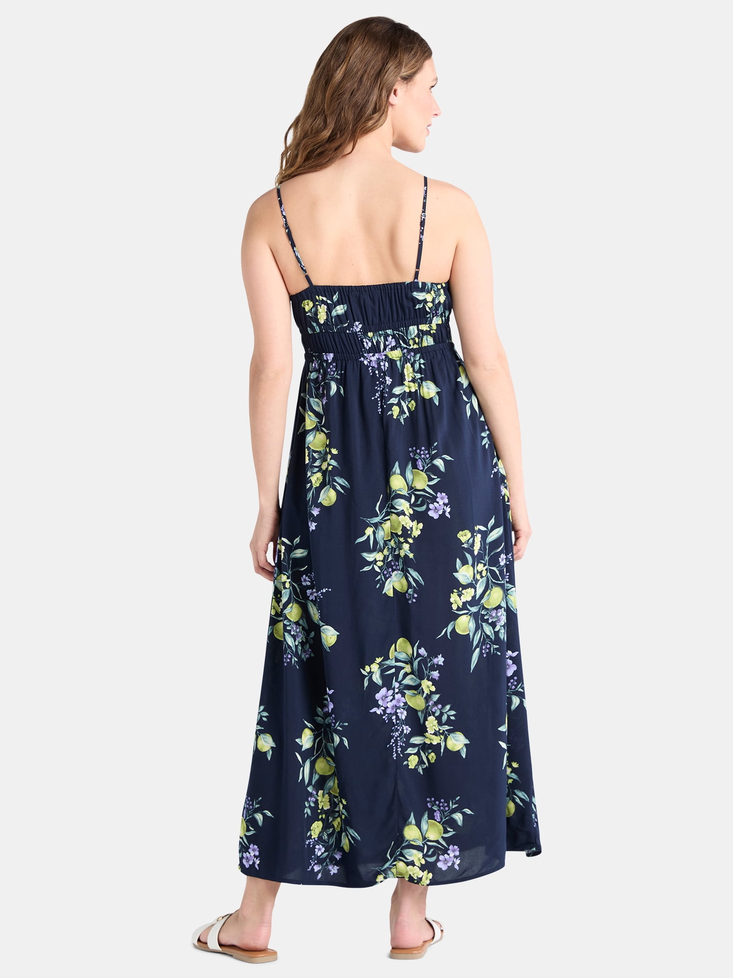 Time and Tru Women's and Women's Plus Smocked Waist Maxi Dress, Sizes XS-4X