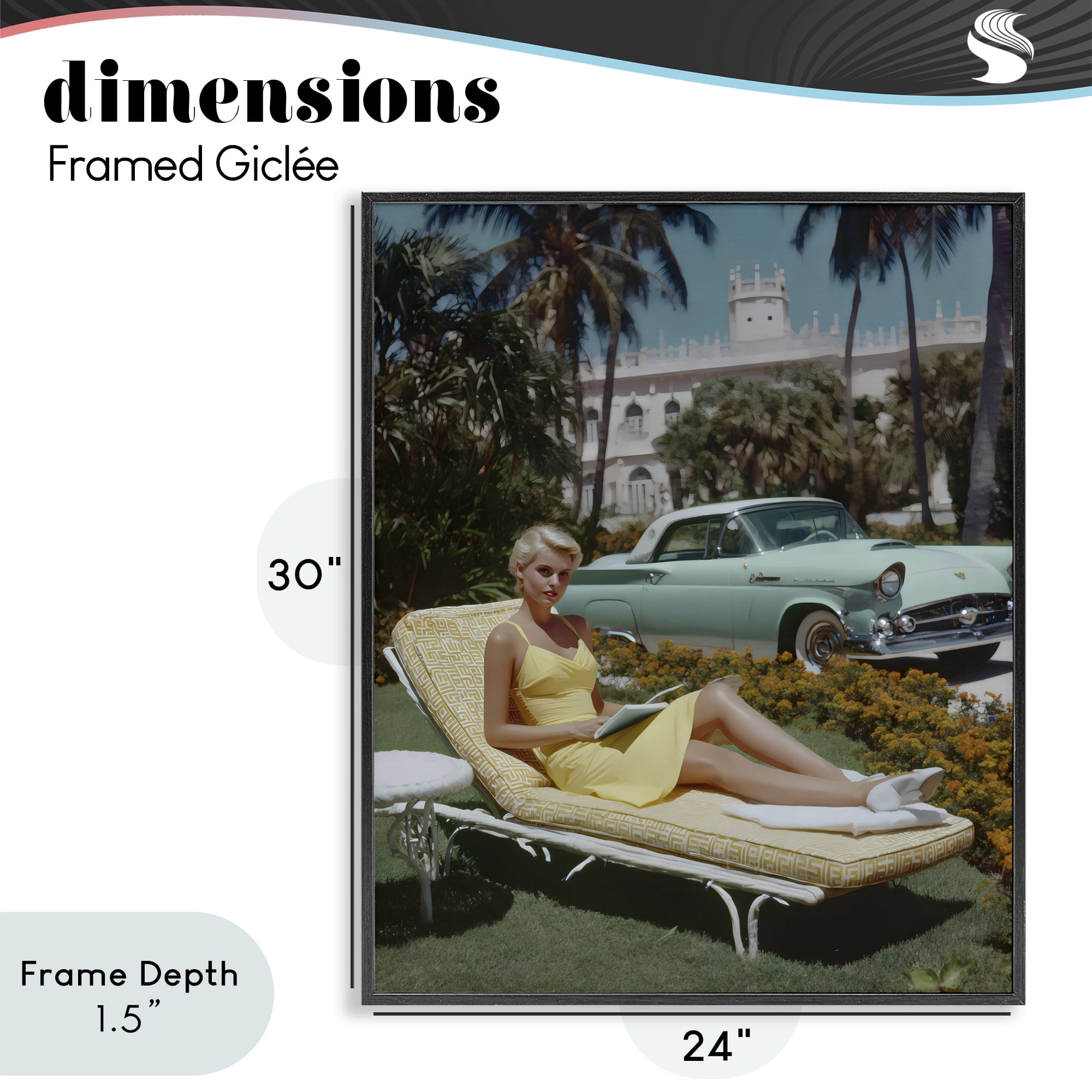 Stupell Industries Vintage Sunbathing Woman Black Framed Giclee Art, design by Franklyn Gregory