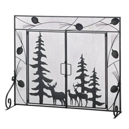 Zings & Thingz 57071351 Pine Forest Fireplace Screen, No Size, Black