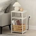 thumbnail image 6 of Furinno Moretti 3-Tier Metal Frame Open Storage Side Table, End Table with USB and Type-C Charging Station, White/White, 6 of 6