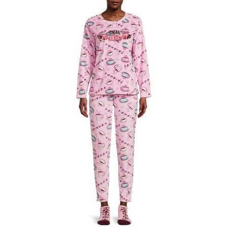 

Women s and Women s Plus Size 3 Piece Pajama Set with Socks -(Friends 3x)