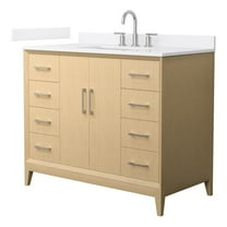 Janna 42" White Oak Single Vanity & White Quartz Top (3-Hole) & Nickel Trim