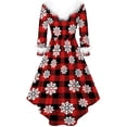 thumbnail image 3 of Robe Vintage de Noël pour Femmes, Col Cocktail, Cosplay, Carreaux Rouges, Queue de Poisson, Col en V, 3 of 4