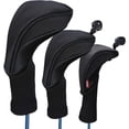 thumbnail image 7 of Black Golf Club Head Cover for Driver Fairway 3 Pcs Woods Headcovers, Golf Accessories Hybrid Head Covers Set with Interchangeable Tags 3 4 5 7 X, 7 of 7