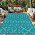 thumbnail image 2 of Teal Morocco Outdoor Rug 5x7 Ft - Reversible Patio Rug Outdoor Camping Rugs, Geometric Leaf Diamond Lattice Abstract Washable Indoor Outdoor Area Rugs, Non-Slip Outdoor Carpet Runner for Deck/Porch, 2 of 8