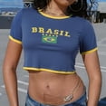thumbnail image 2 of Women's Casual T Shirts Brasil Print Short Sleeve Spring Tees 2026 Crewneck Summer Trendy Tops, 2 of 7