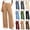*Beige, variant on ClodeEU Women's High Waisted Draped Straight Wide Leg Dress Pants with Pockets ,Solid Color Casual Office Trousers Beige,Women's Plus L