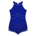 thumbnail image 3 of YONGHS Robe de Danse Latine à Franges pour Filles, Costume de Bal à Sequins, Tango Rumba, Tenue de Danse Bleue 14, 3 of 4