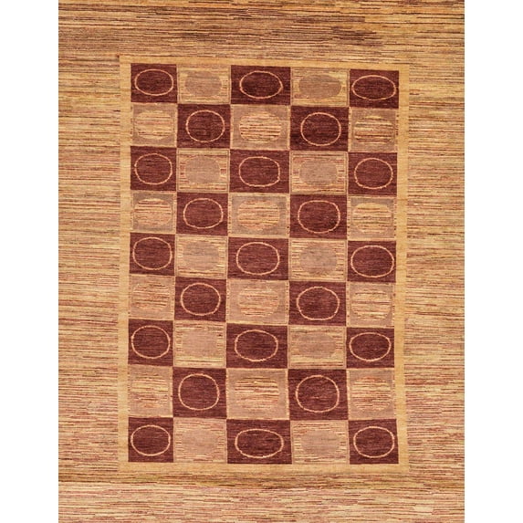 Ahgly Company Machine Washable Indoor Rectangle Abstract Orange Area Rugs, 2' x 5'