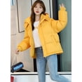 thumbnail image 4 of Women Puffer Jacket Winter Warm Coats Hooded Quilted Jackets with Removable Hood Yellow XXL, 4 of 7