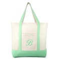 thumbnail image 2 of DALIX Women's Monogram Shopping Tote Bag Personalized Ballent Mint Green Zippered Letter B, 2 of 8