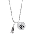 thumbnail image 1 of Delight Jewelry Pagoda with Clear Crystal Silvertone Script Initial Disc - D - Charm Necklace, 20"+3", 1 of 4