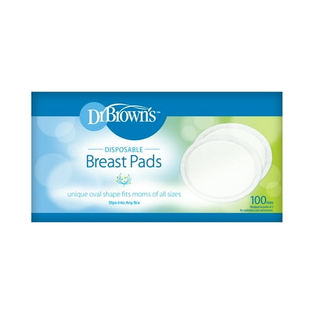 Dr. Brown's Disposable Breast Pads for Breastfeeding and Leaking, Absorbent/One-Use, 100-Count