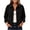 Black, variant on Women's Plus Size Cropped Shacket Jacket Lapel Button Down Short Coat Long Sleeve Casual Loose Fit Outerwear with Pockets