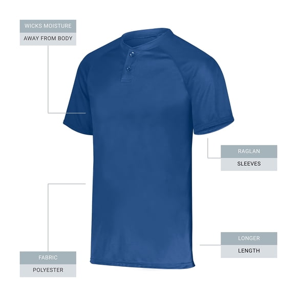 Augusta sportswear Boy's Attain Wicking Two Button Baseball Jersey