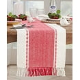 thumbnail image 2 of Fennco Styles Dobby Striped Cotton Textured Table Runner 16" W x 72" L - Red Knotted Tassels Table Cover for Home Décor, Dining Table, Banquet, Family Gathering and Special Occasion, 2 of 3