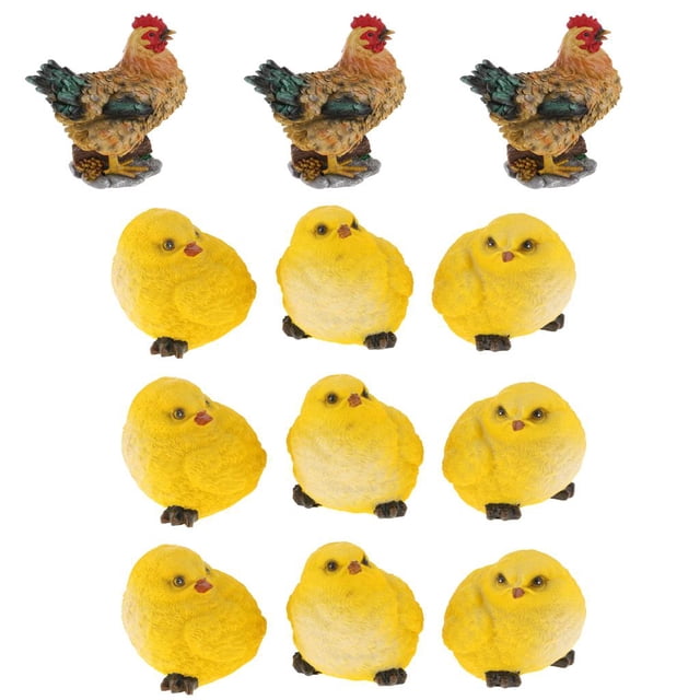 12x polluelos de pollo realistas colección de animales de granja decoración estatuilla coleccionar artesanía para decoración de jardín de de hoga Soledad Animales artificiales decorativos