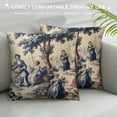 thumbnail image 3 of RUIYC Navy Blue White Decorative Blue Toile Print Pillow Covers Cushion Cover Square Pillow case Rustic Decor Pillowcase Home decor for Sofa living room bedroom, 3 of 5