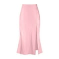 thumbnail image 4 of MuXiKeJi Clothes Elegant Casual Satin Maxi Skirt Featuring High Waist Stretchy Elastic Band And Side Slit For Comfort, 4 of 5