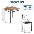 thumbnail image 2 of 3 Piece Modern Dining Table Set for 2, Space Saving Kitchen Table and Chairs with Sturdy Steel Frame, Ideal for Small Space, Apartment, Dining Room, Studio, Rustic Brown, 2 of 9