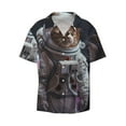 thumbnail image 3 of Cauagu Cat Astronaut In Space Men's Short Sleeve Button Down Hawaiian Shirt for Men Bowling Shirts Casual Summer Beach Shirt,XX-Large, 3 of 6