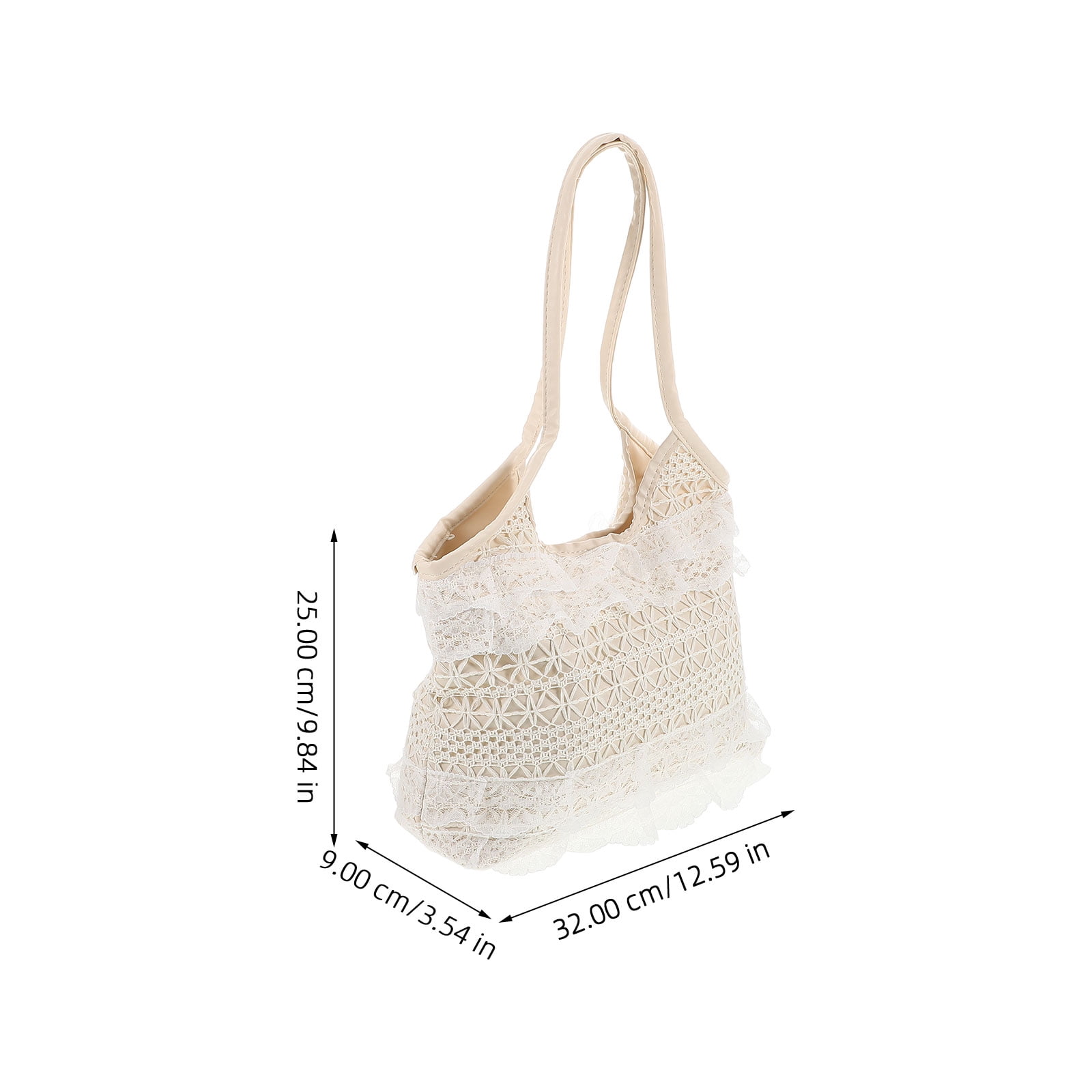 Raindrops Beige Straw Tote Bag Woven Crochet Shoulder Handbag Casual Travel Fashion Accessory 1 Pc Lightweight